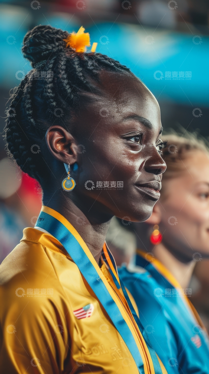 高清大图下载【趣麦麦图】运动员佩戴奖牌，专注前方