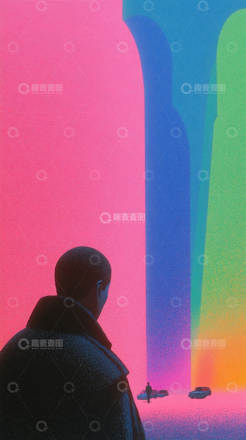 高清大图下载【趣麦麦图】背影注视多彩光影