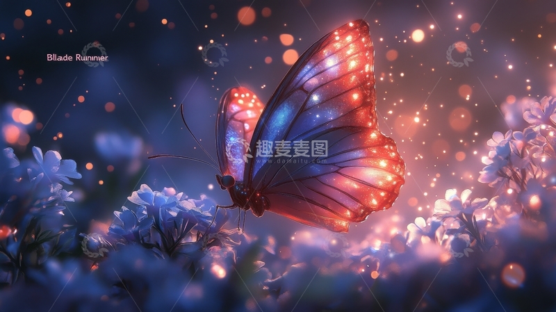 高清大图下载【趣麦麦图】梦幻蝴蝶在花丛中翩翩起舞