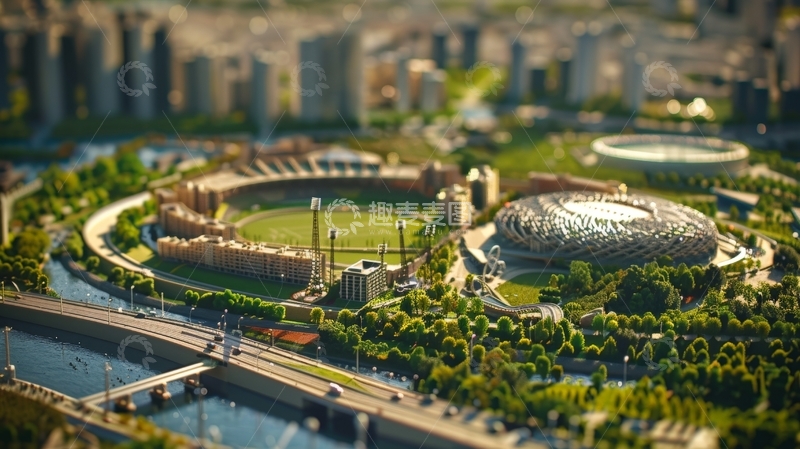 高清大图下载【趣麦麦图】城市体育场馆鸟瞰图