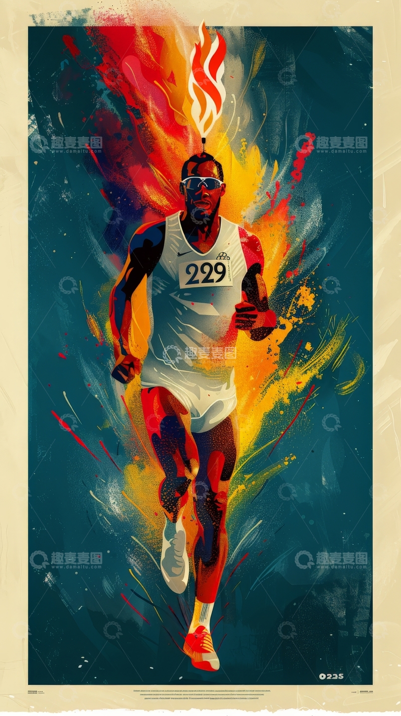 高清大图下载【趣麦麦图】奔跑者在火焰中疾驰