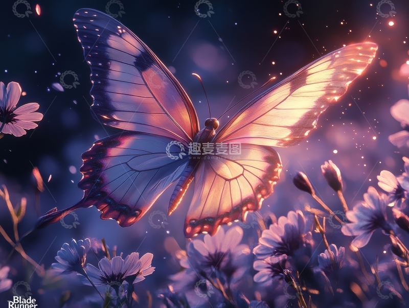 高清大图下载【趣麦麦图】蝴蝶在花丛中翩翩起舞