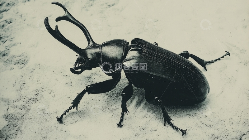 高清大图下载【趣麦麦图】雪地中的锹形虫