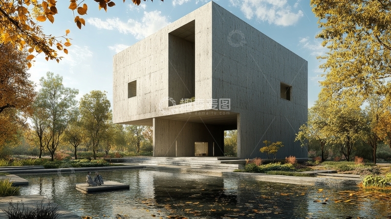 高清大图下载【趣麦麦图】现代建筑与自然景观的和谐融合