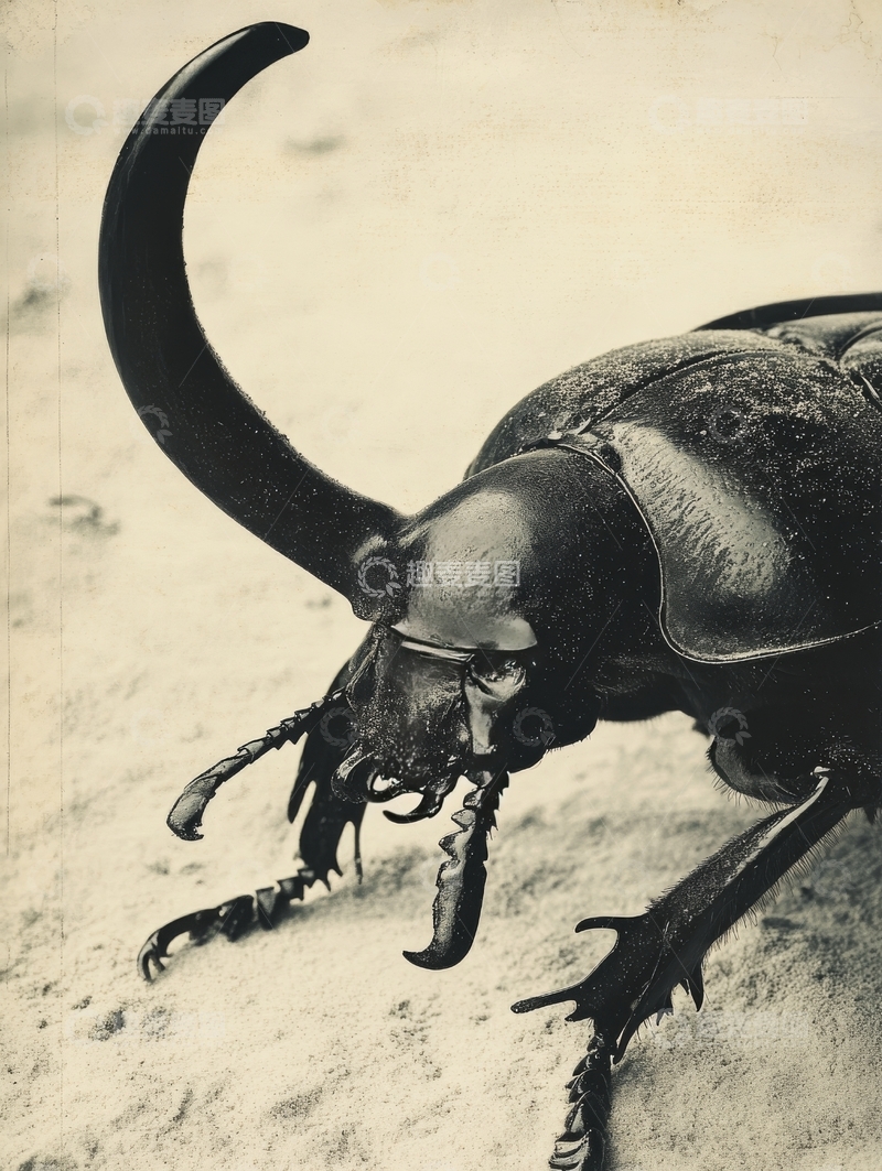 高清大图下载【趣麦麦图】独角仙甲虫的特写