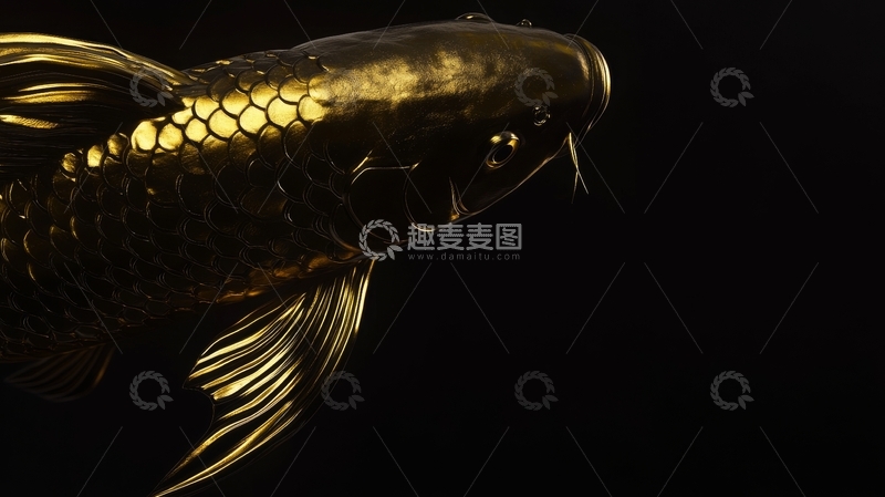 高清大图下载【趣麦麦图】金色鲤鱼的特写