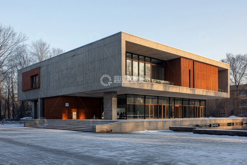高清大图下载【趣麦麦图】现代建筑外观，冬季景观