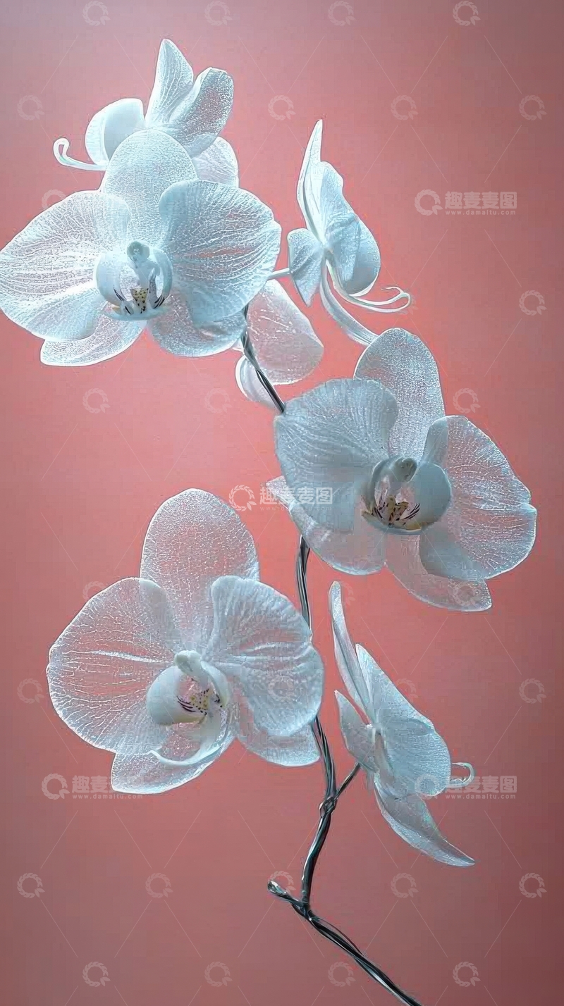 高清大图下载【趣麦麦图】白色兰花在柔和背景下的优雅绽放