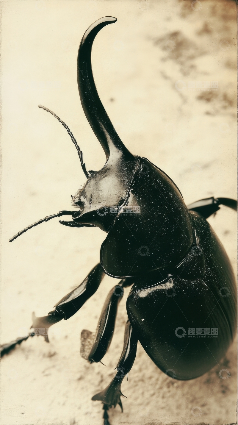 高清大图下载【趣麦麦图】独角仙虫特写，姿态威猛