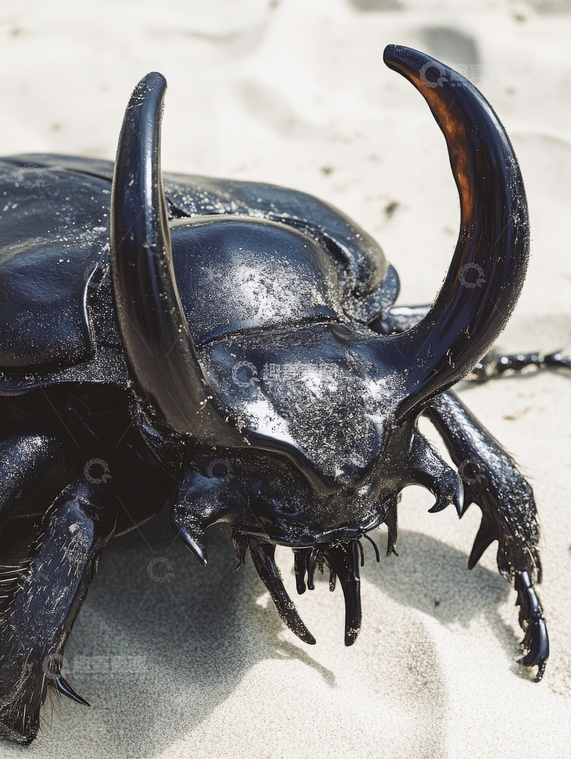 高清大图下载【趣麦麦图】沙滩上的大兜虫特写