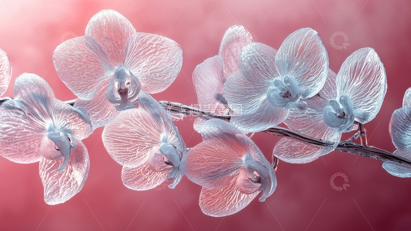 高清大图下载【趣麦麦图】淡雅蓝白兰花在柔和背景中绽放