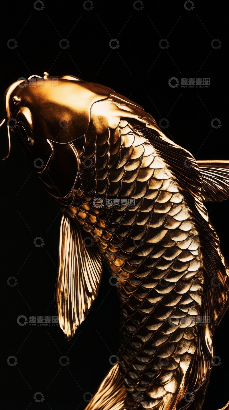 高清大图下载【趣麦麦图】金色鲤鱼的特写