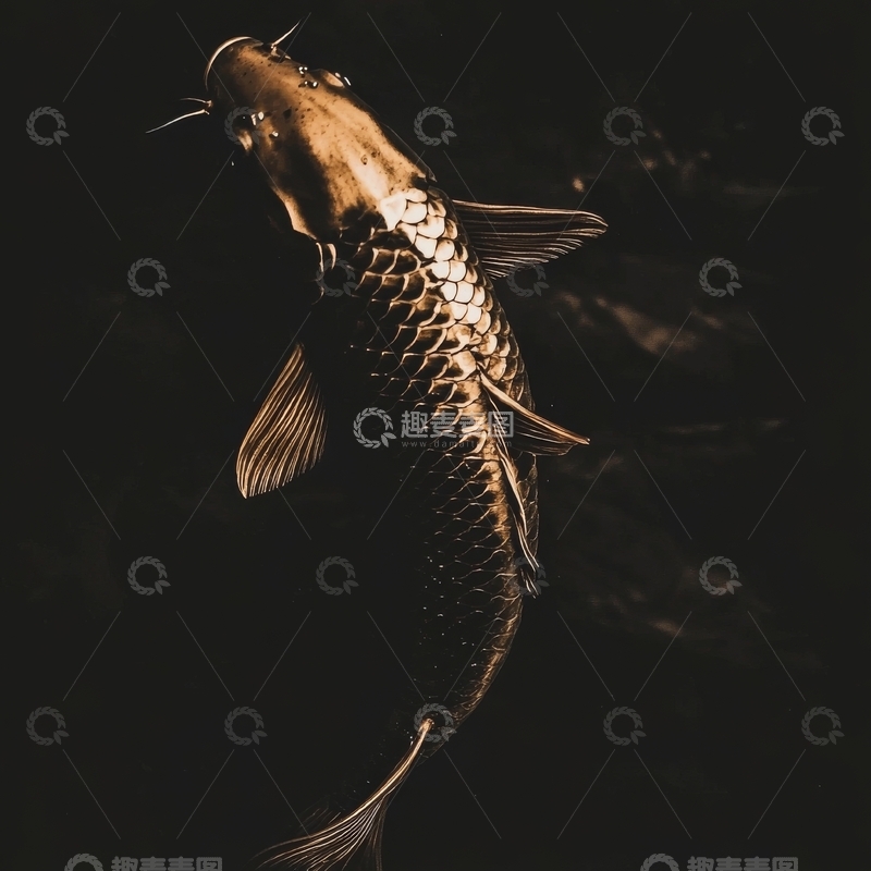 高清大图下载【趣麦麦图】水中游动的金色鲤鱼