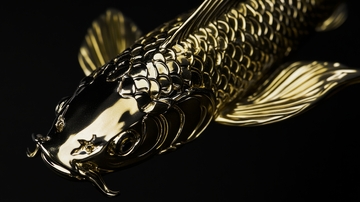 金色鲤鱼雕塑特写