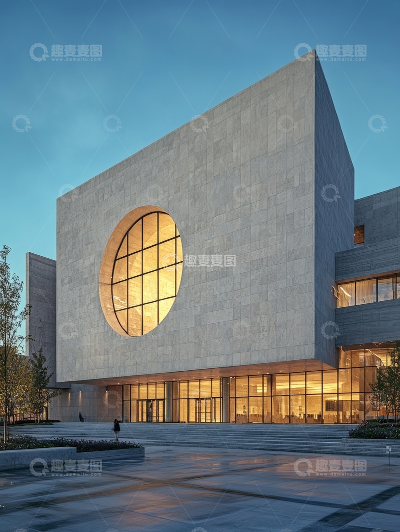 高清大图下载【趣麦麦图】现代建筑外观，圆形窗户设计