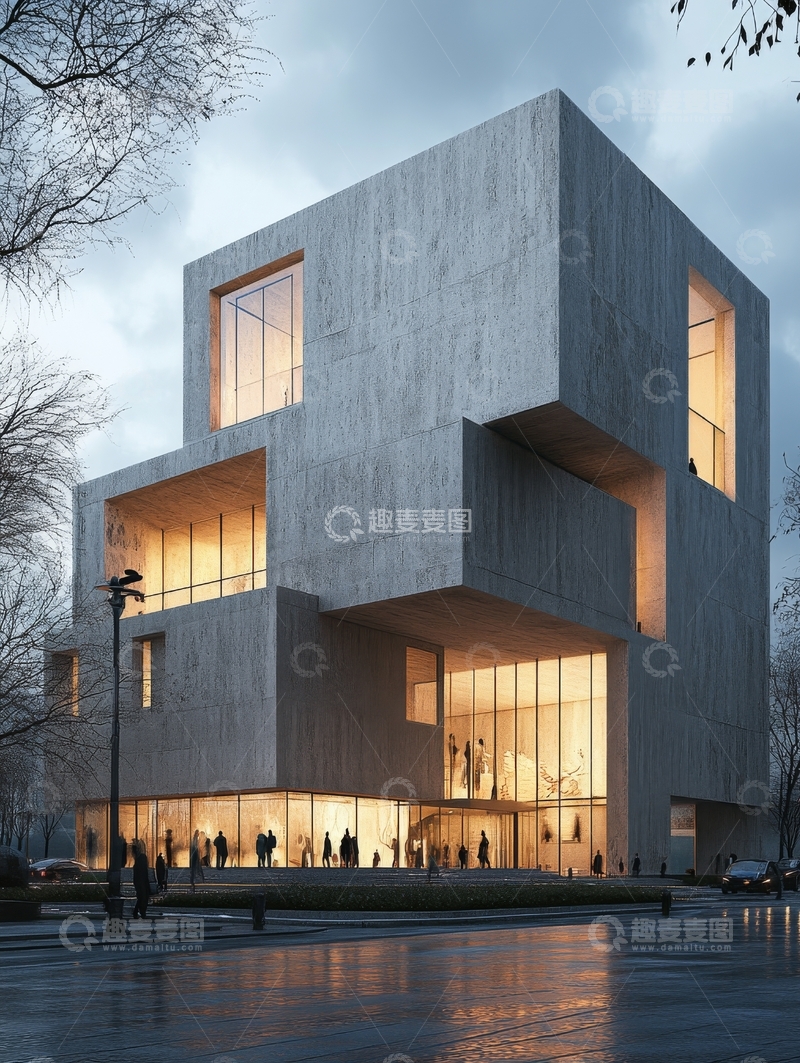 高清大图下载【趣麦麦图】现代建筑外观夜景