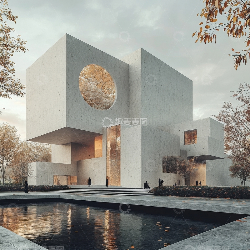 高清大图下载【趣麦麦图】现代建筑与圆形开窗设计
