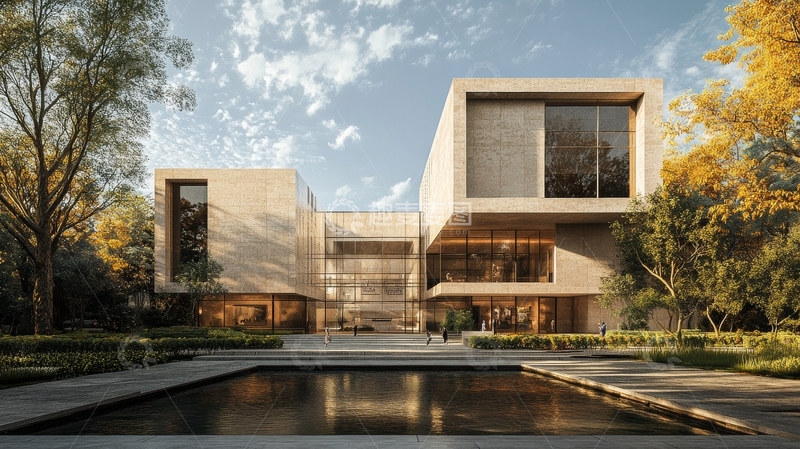 高清大图下载【趣麦麦图】现代建筑与自然景观的和谐融合