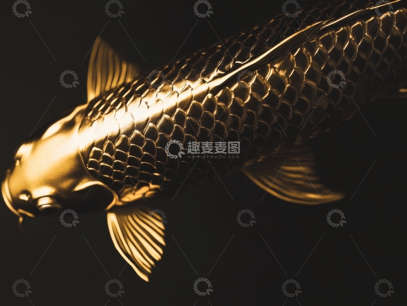 高清大图下载【趣麦麦图】金色锦鲤鱼的特写