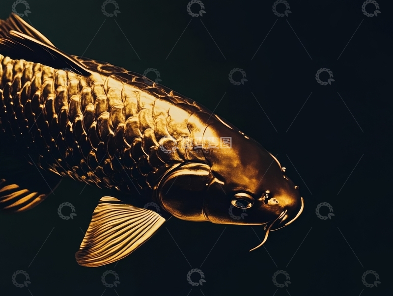 高清大图下载【趣麦麦图】金色锦鲤鱼的特写