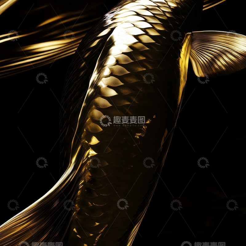 高清大图下载【趣麦麦图】金色鱼鳞的特写艺术图像