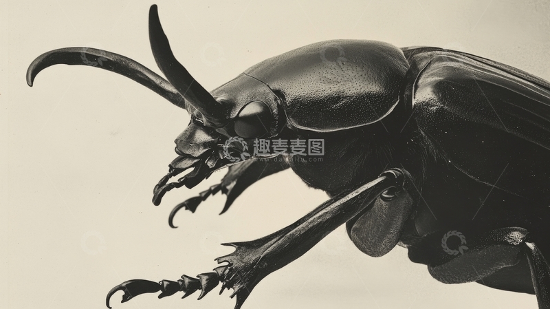 高清大图下载【趣麦麦图】黑甲虫特写，细节清晰