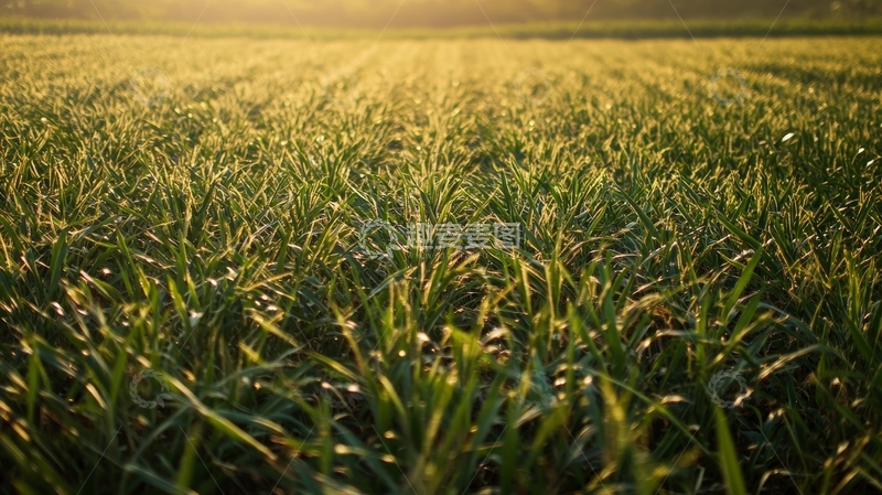 高清大图下载【趣麦麦图】夕阳下的绿色麦田