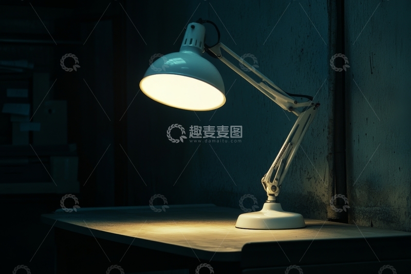 高清大图下载【趣麦麦图】桌上的台灯照亮黑暗角落