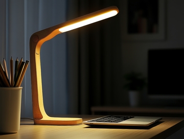 温馨书桌上的木质台灯