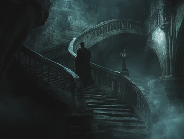 幽暗古堡中的螺旋楼梯