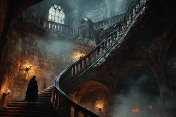 神秘古堡中的旋转楼梯