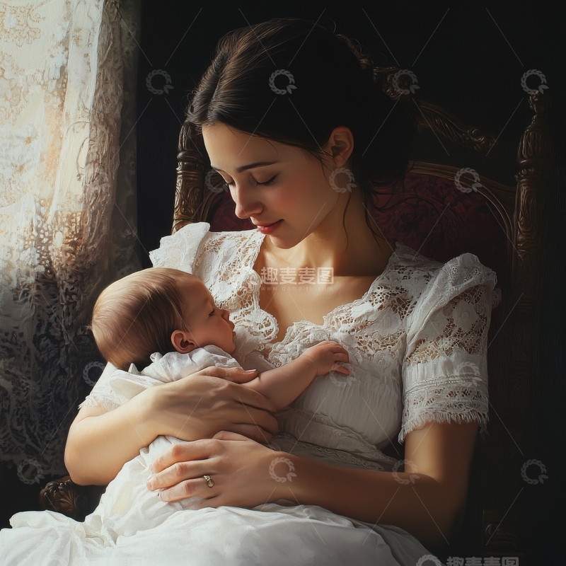 高清大图下载【趣麦麦图】母子相拥，温馨时刻