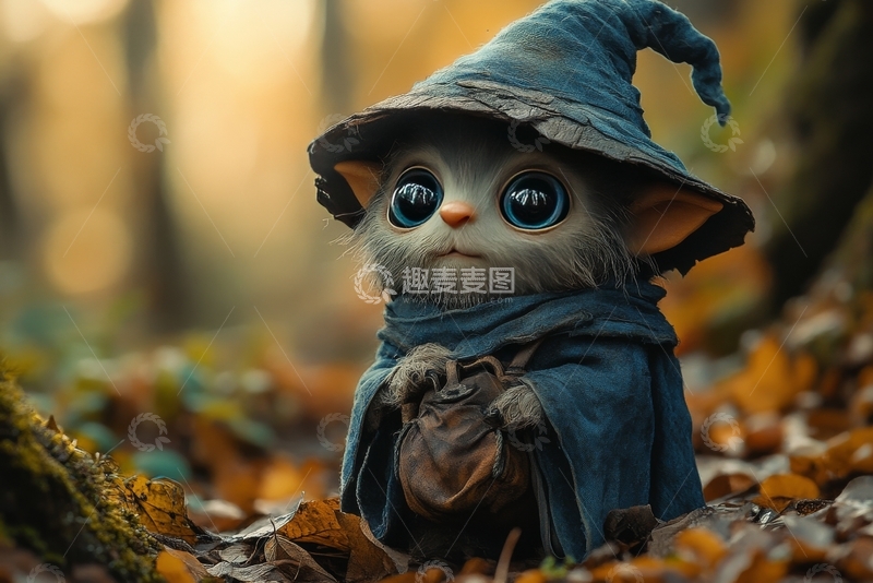 高清大图下载【趣麦麦图】森林中的小猫巫师