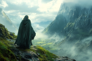 斗篷旅者眺望山谷