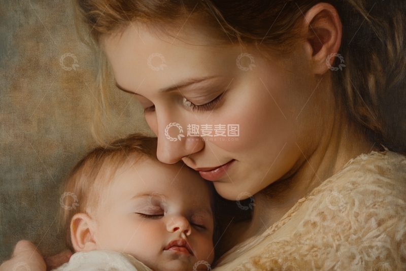 高清大图下载【趣麦麦图】母子相依，温馨时刻