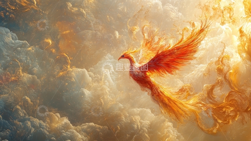 高清大图下载【趣麦麦图】凤凰展翅于云海之中