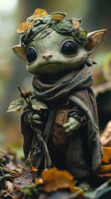 森林中的神秘生物，头戴叶冠