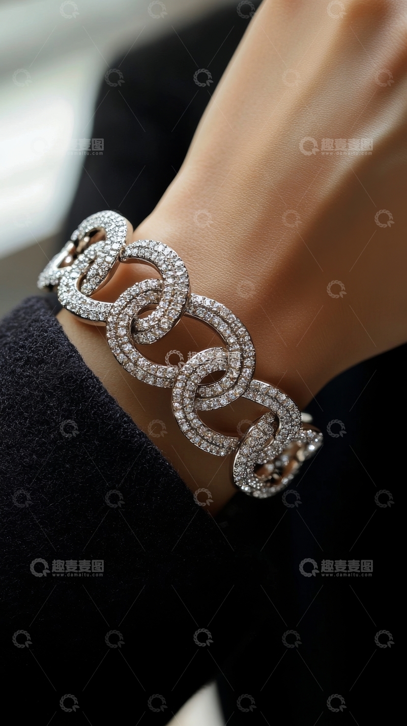 高清大图下载【趣麦麦图】手腕上的华丽钻石手链