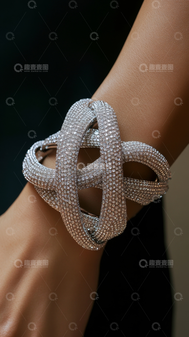 高清大图下载【趣麦麦图】精致交织设计的手镯特写