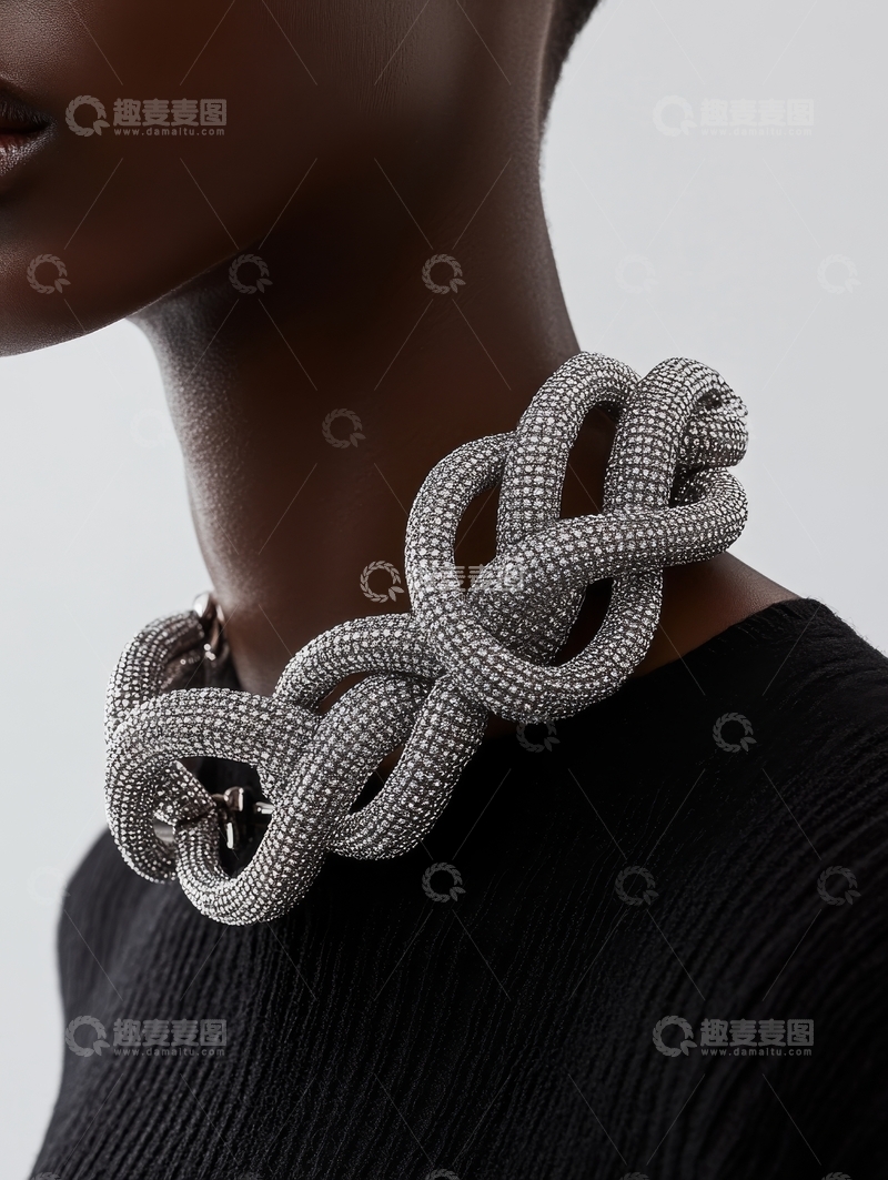 高清大图下载【趣麦麦图】佩戴华丽编织项链的女性