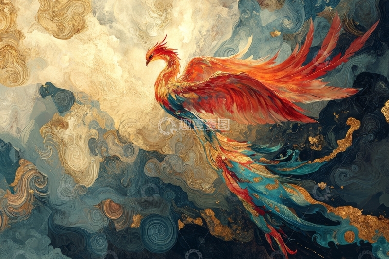 高清大图下载【趣麦麦图】凤凰展翅，云海翱翔