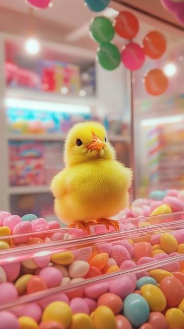 糖果机上的黄色小鸡
