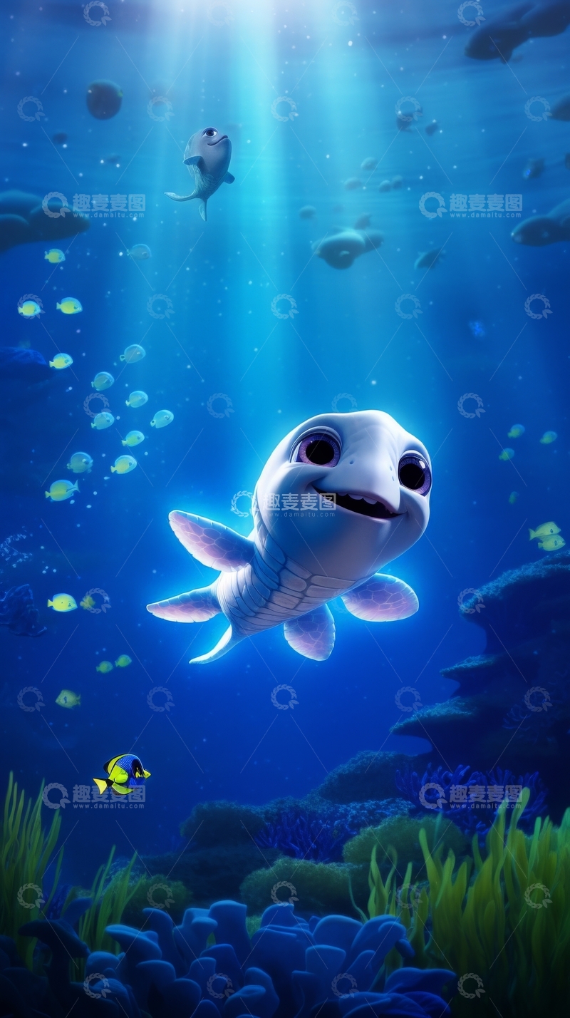 高清大图下载【趣麦麦图】海底世界中的微笑鲨鱼