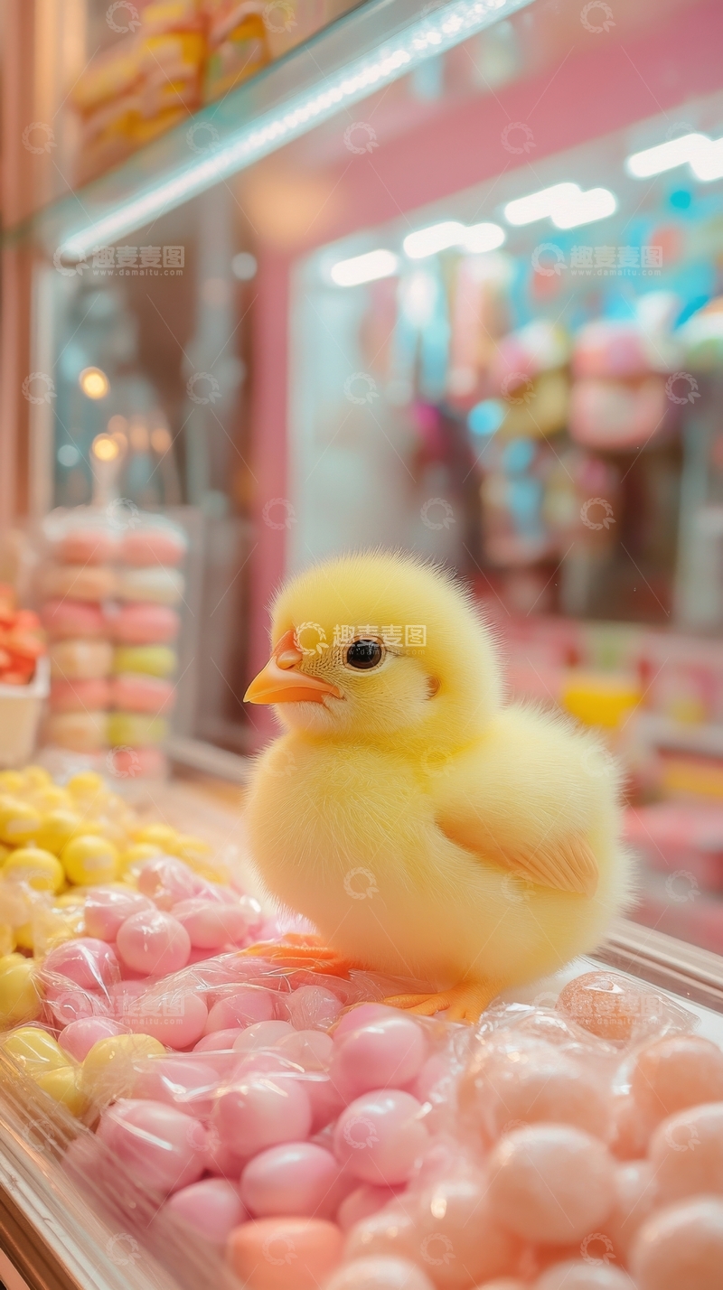 高清大图下载【趣麦麦图】小黄鸭在糖果堆中