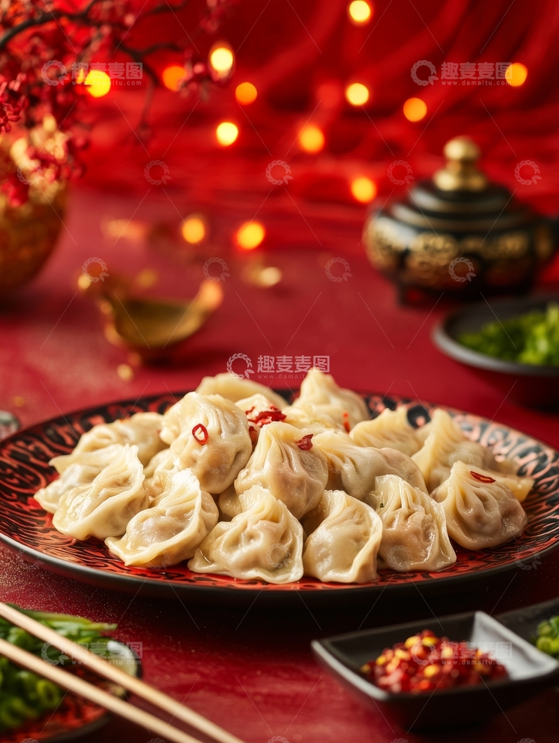 高清大图下载【趣麦麦图】中式饺子宴，节日氛围浓郁