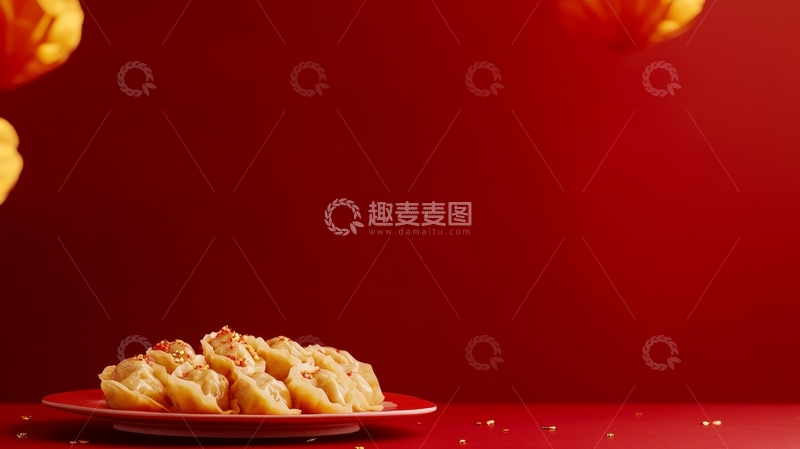 红色背景上的中式糕点