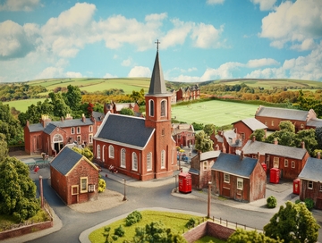 乡村教堂与红砖建筑群