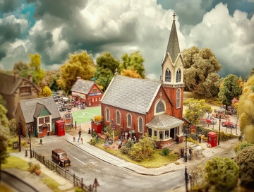 小镇教堂与街景模型