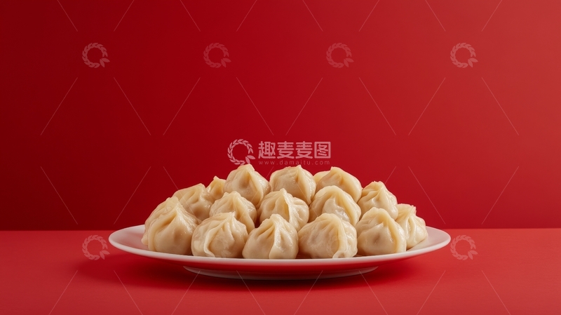 高清大图下载【趣麦麦图】盘中整齐排列的饺子