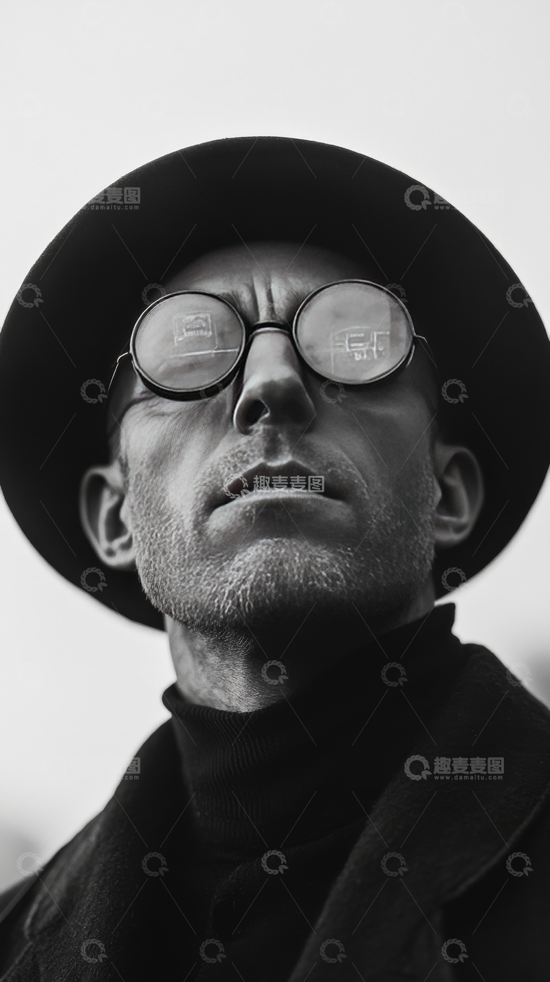 高清大图下载【趣麦麦图】黑白色调中的男子肖像
